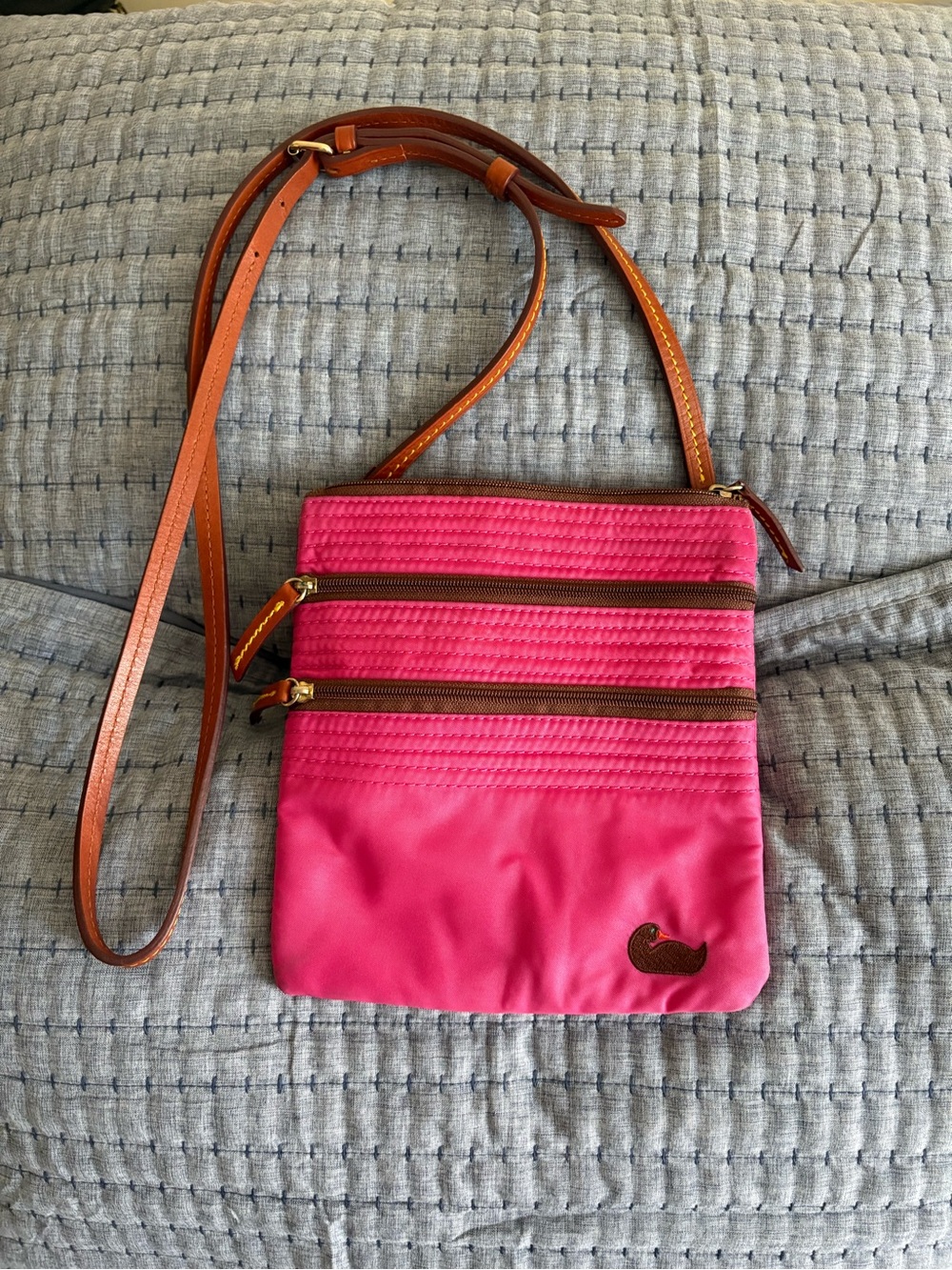 Dooney & Bourke Hot Pink Crossbody with Brown Trim
